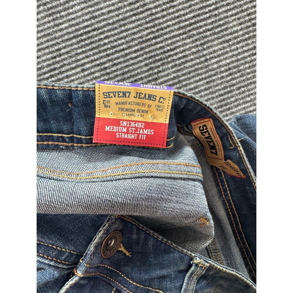 SEVEN7 Jeans Mens 36x34 Straight Fit Medium St James 4 Way Stretch Denim NWT - Picture 11 of 13